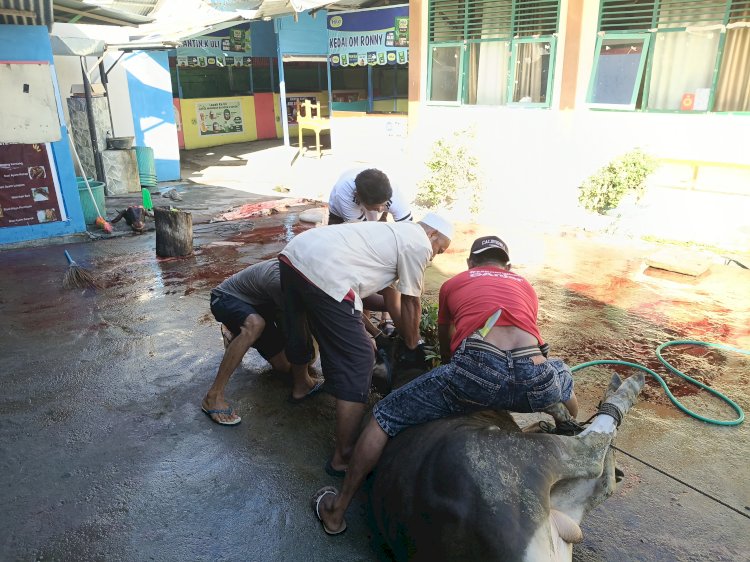 MTsN 1 Kota Gorontalo Sembelih 7 Ekor Hewan Kurban